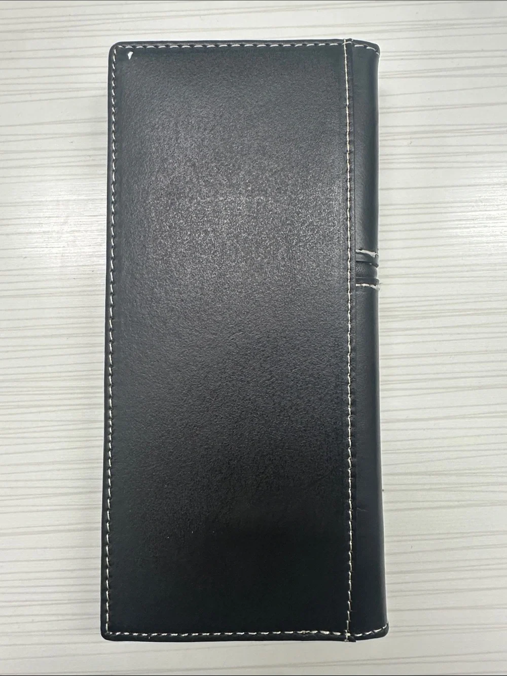 Black Leather Tri-Cross Wallet for Men